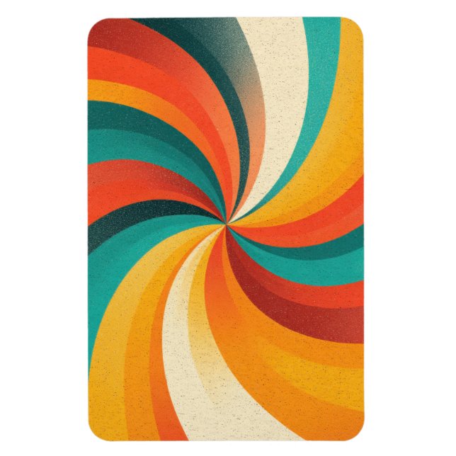 Retro Färgvirvel – Vintage Abstrakt Bakgrund Magnet (Vertikal)