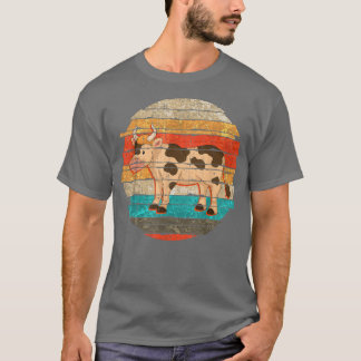 Retro Farm Animal Cow Älskare Farmer Farming Cow T Shirt