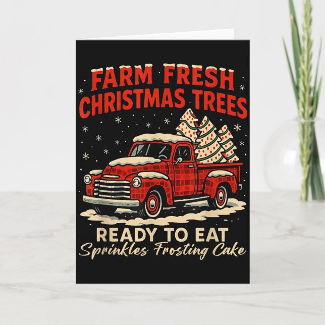 Retro Farm Fresh Debbie Christmas Cake Red Truck H Kort (Framsida)