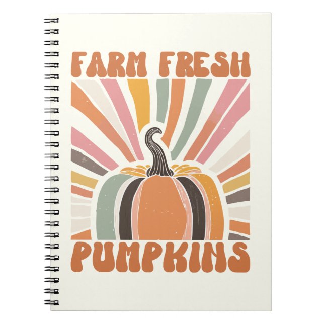 Retro Farm Fresh Pumpkins Anteckningsbok (Framsidan)