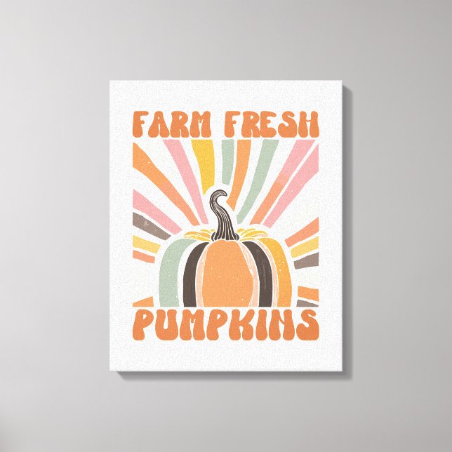 Retro Farm Fresh Pumpkins Canvastryck (Framsida)