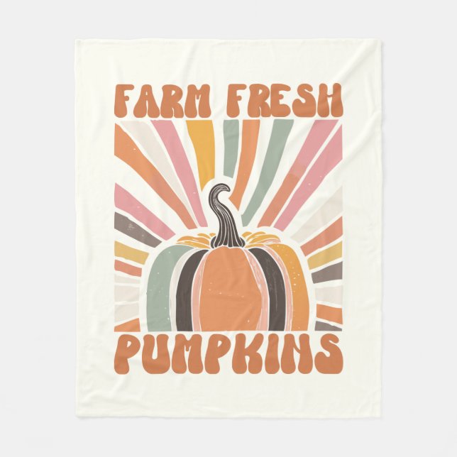 Retro Farm Fresh Pumpkins Fleecefilt (Framsidan)
