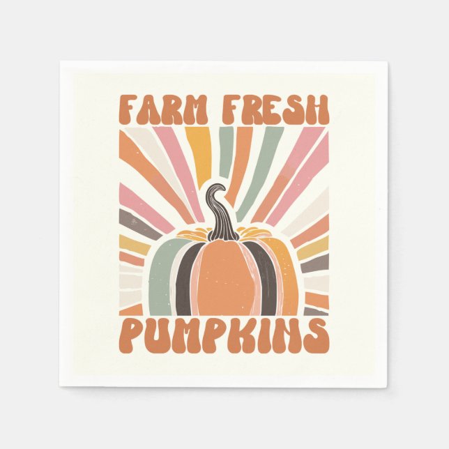Retro Farm Fresh Pumpkins Pappersservett (Framsidan)