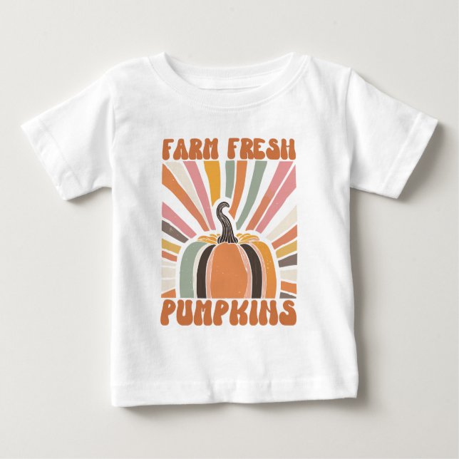 Retro Farm Fresh Pumpkins T Shirt (Framsida)