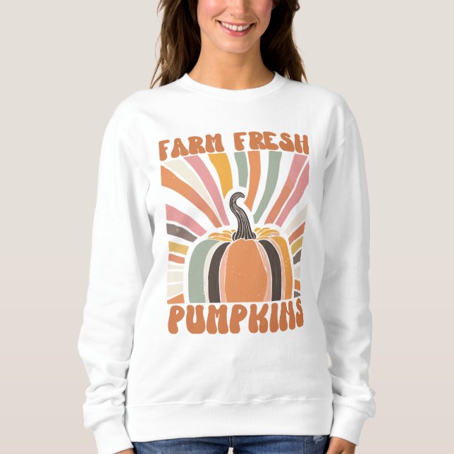 Retro Farm Fresh Pumpkins T Shirt (Framsida)