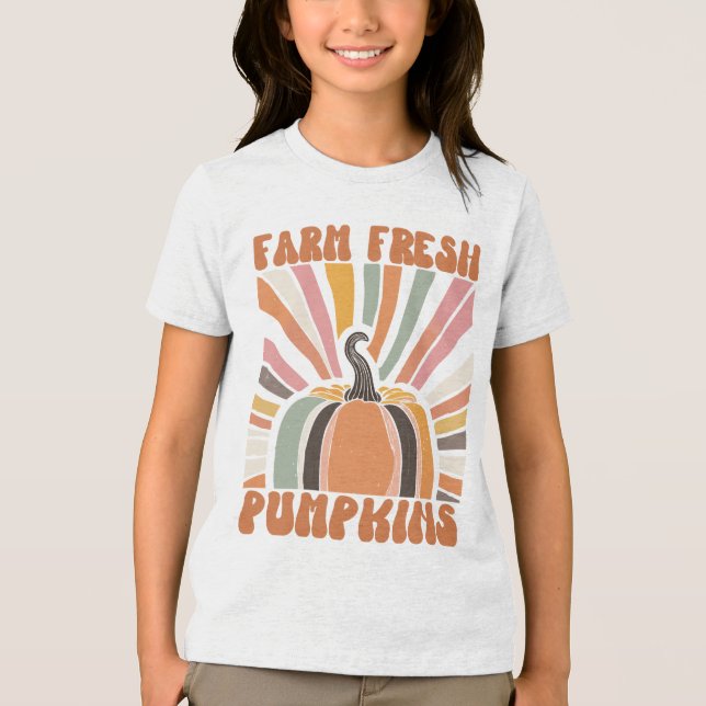 Retro Farm Fresh Pumpkins T Shirt (Framsida)