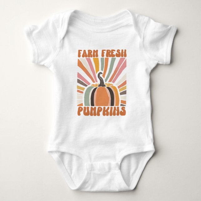 Retro Farm Fresh Pumpkins T Shirt (Framsida)