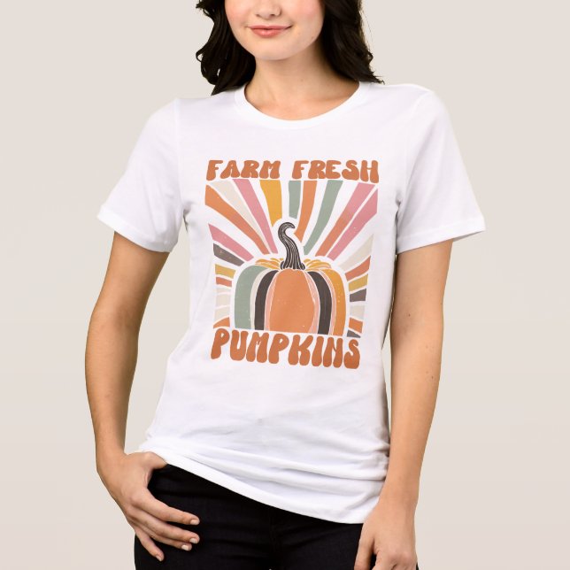 Retro Farm Fresh Pumpkins T Shirt (Framsida)
