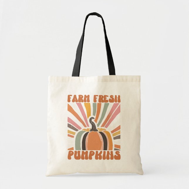 Retro Farm Fresh Pumpkins Tygkasse (Framsidan)