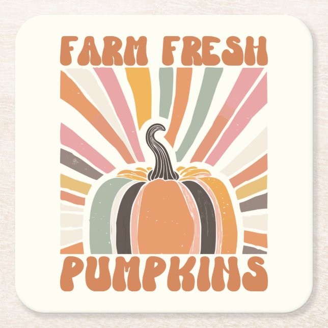Retro Farm Fresh Pumpkins Underlägg Papper Kvadrat (Framsidan)