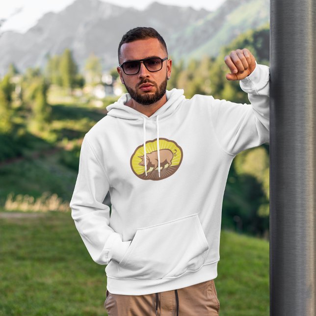 Retro Farm Gris med Sunburst Hoodie (Skapare uppladdad)