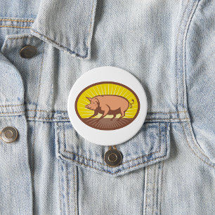 Retro Farm Gris med Sunburst Knapp