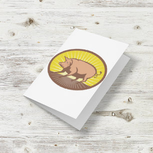 Retro Farm Gris med Sunburst Kort