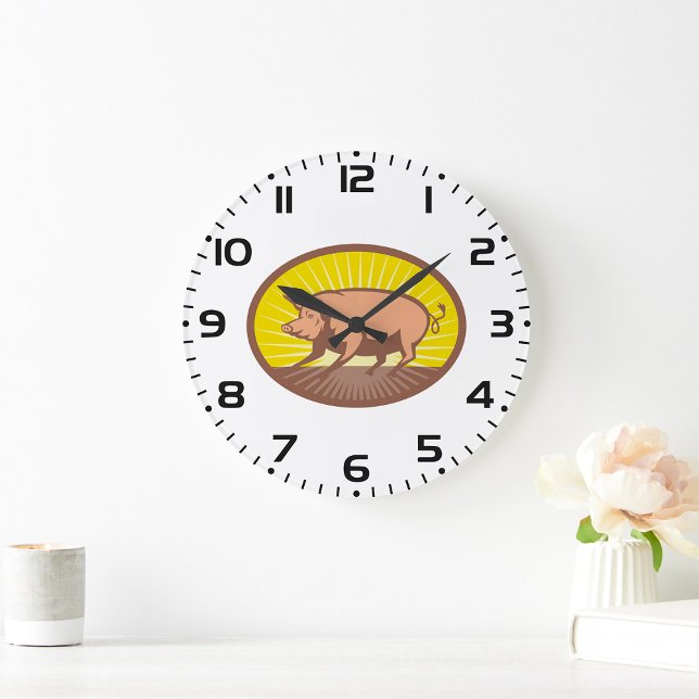 Retro Farm Gris med Sunburst Stor Klocka (Skapare uppladdad)