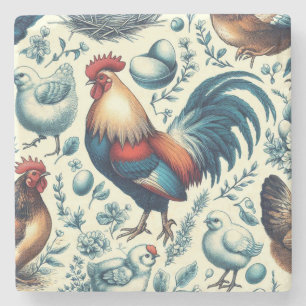 Retro Farm Tupp Mönster Stenunderlägg
