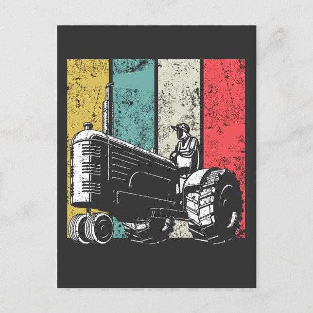 Retro Farming Pappa Tractor Farmer Fars dag Vykort (Framsida)