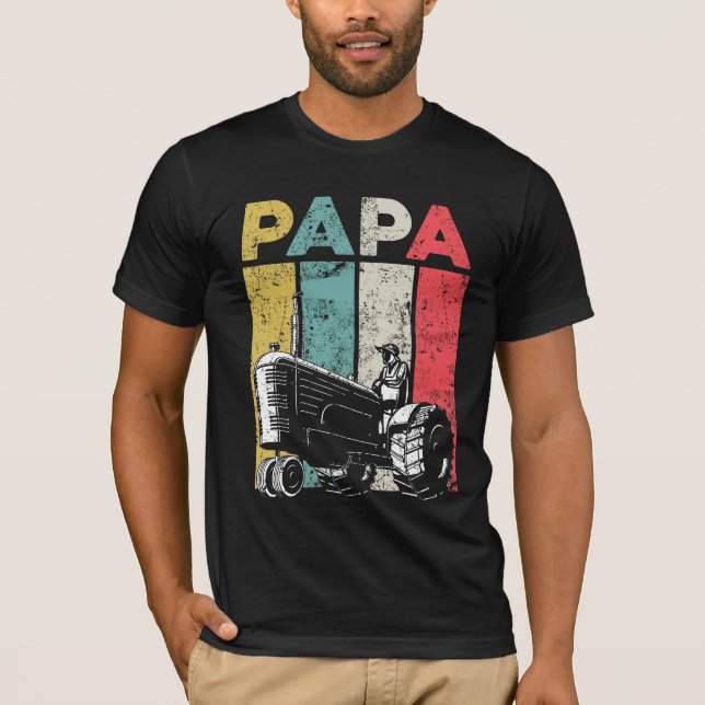 Retro Farming Pappa Trators Farmer Far T Shirt (Framsida)