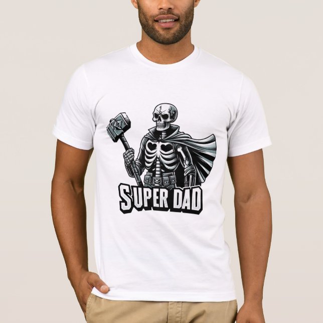 Retro Fars dag Funny Toppen Pappa Skeleton T Shirt (Framsida)