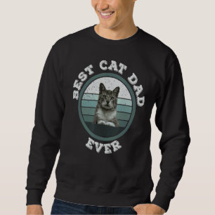 Retro Fars dag Manar Kattunge pappa Pappa Best Cat Lång Ärmad Tröja