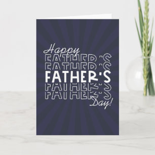 Retro Fars dag Navy Blue Sunburst Kort