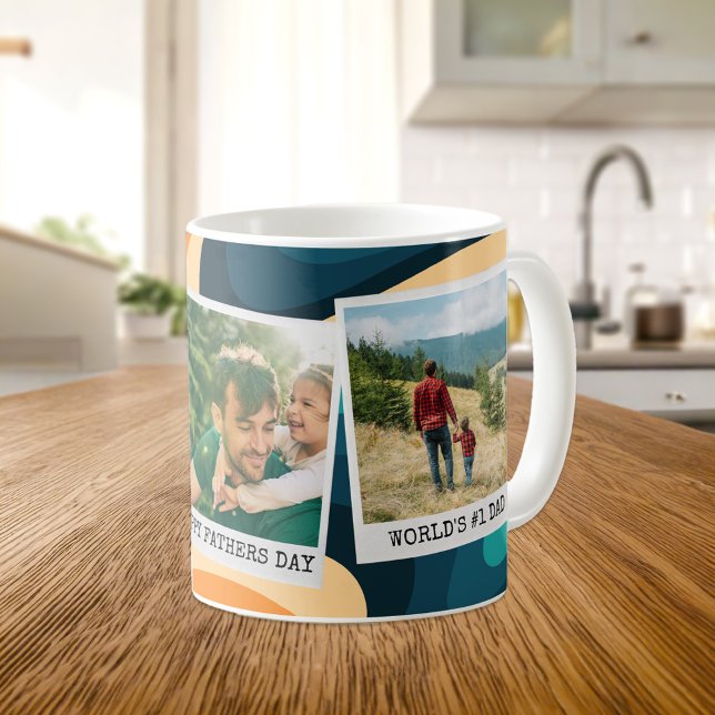 Retro Fars dag Personlig 3 Photo Collage Kaffemugg (Skapare uppladdad)