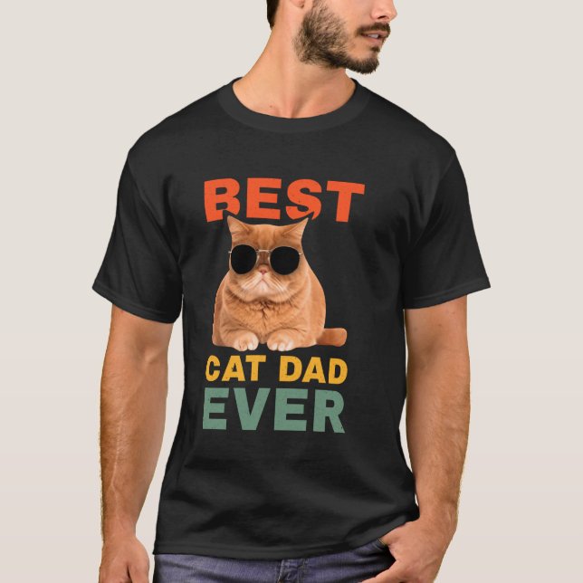 Retro Fars Dag Present Bästa Kattpappa Någonsin Sö T Shirt (Framsida)