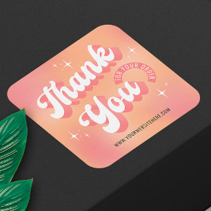 Retro Färskros Pink Logotyp Företag Tack För Bestä Fyrkantigt Klistermärke