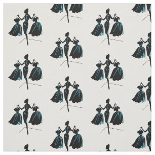 Retro Fashionista Silhouette Fabric Tyg