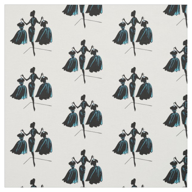 Retro Fashionista Silhouette Fabric Tyg (Provkarta)