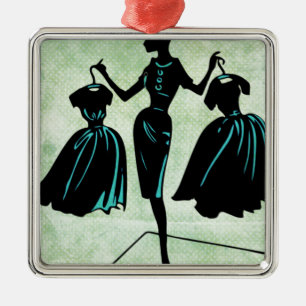 Retro Fashionista Silhouette Julgransprydnad Metall
