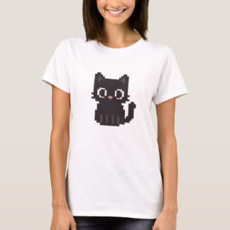 Retro faux kor-stygch pixel art Black Cat T Shirt