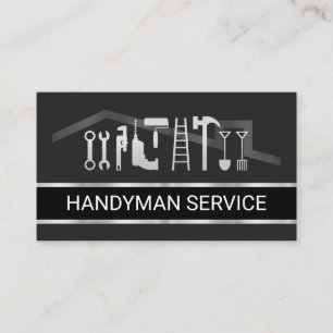 Retro Faux Silver Handyman Verktyg Skikt Visitkort