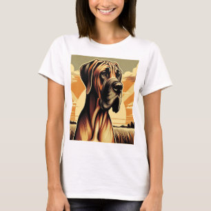 Retro Fawn Great dane Gult Brown Black Artwork T Shirt