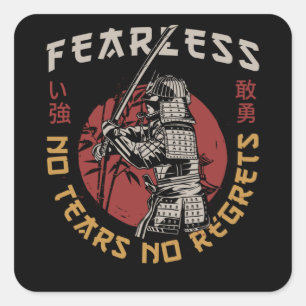 Retro Fearless Samurai - Samurai-citat Fyrkantigt Klistermärke