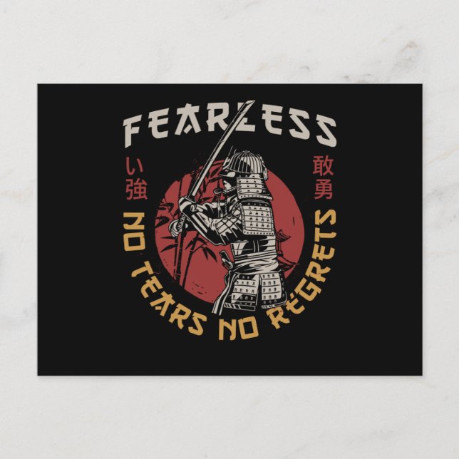 Retro Fearless Samurai - Samuraj Citat Vykort (Framsida)