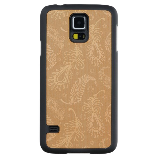 Retro-feater-blek-mönster Carved Lönn Galaxy S5 Slim Skal (Baksidan)