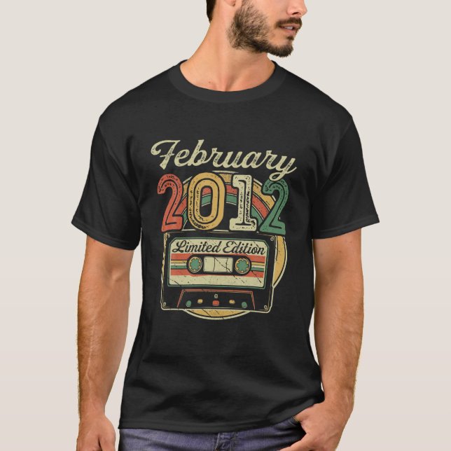 Retro Februari 2012 Kassettband 10th Birthday De T Shirt (Framsida)