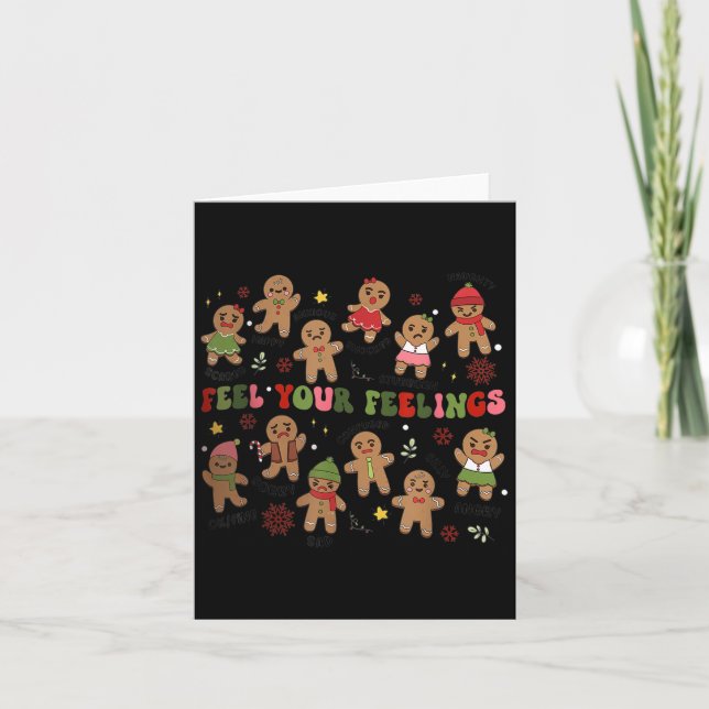 Retro Feel Your Feelings Gingerbread Christmas Men Kort (Framsida)