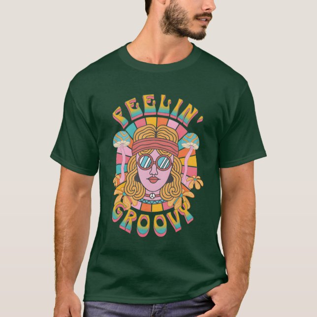 Retro Feeling Groovy 70-tals Hippie Flower Child f T Shirt (Framsida)