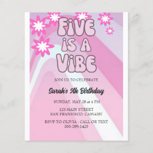 Retro Fem är en Vibe Rainbow Rosa Birthday Flygblad