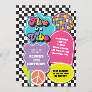 Retro Fem på 90-talet är en Vibe 5:e födelsedagen Inbjudningar