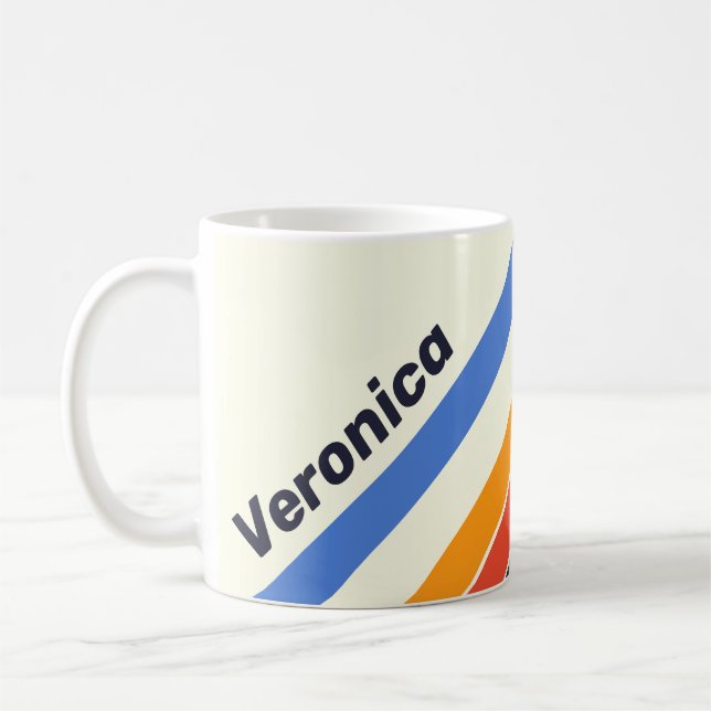 Retro fem ränder med namn kaffemugg (Vänster)