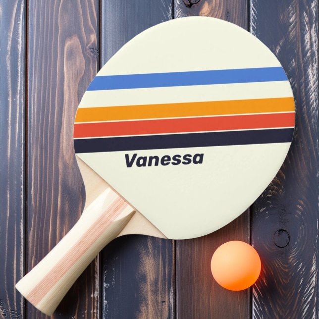Retro Fem stripe med Namn Pingisracket (Skapare uppladdad)
