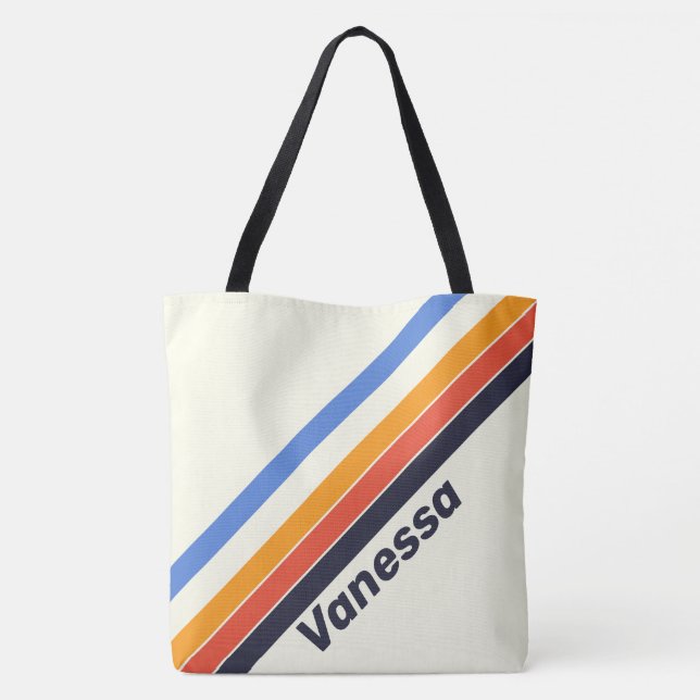 Retro Fem stripe Tote Tygkasse (Baksida)