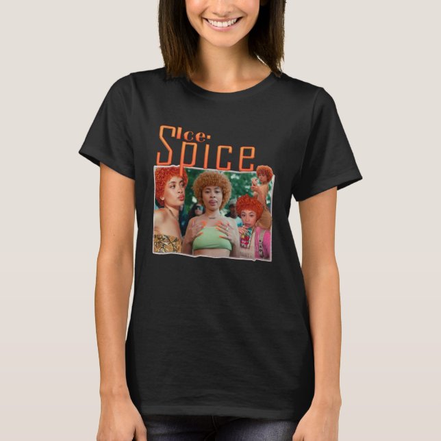 Retro Female Rapper Ice Spice Munch T Shirt (Framsida)