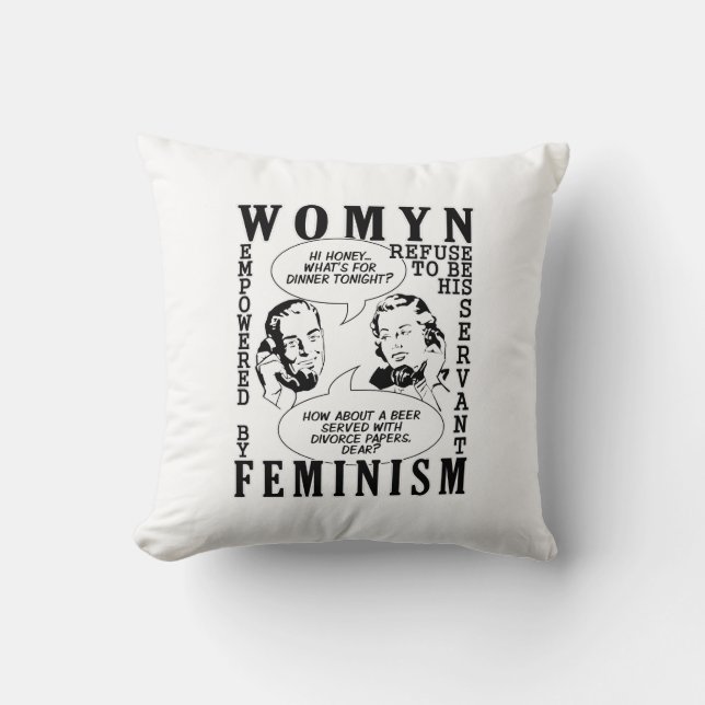 Retro Feminist Humor dekorativ kudde (Framsida)
