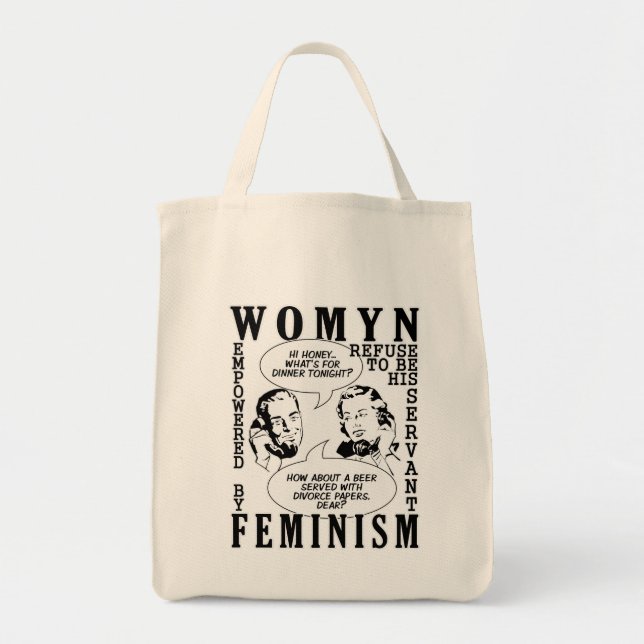 Retro Feminist Humor-påsar Tygkasse (Framsidan)