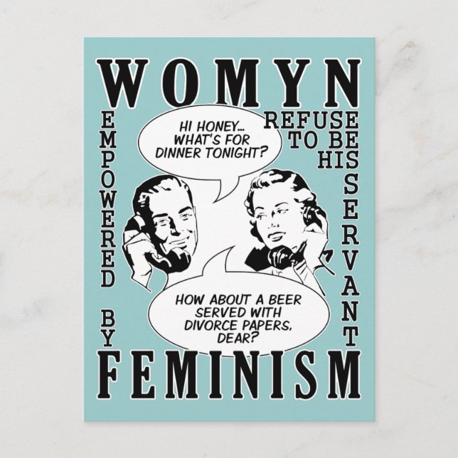Retro Feminist Humor-vykort Vykort (Framsida)
