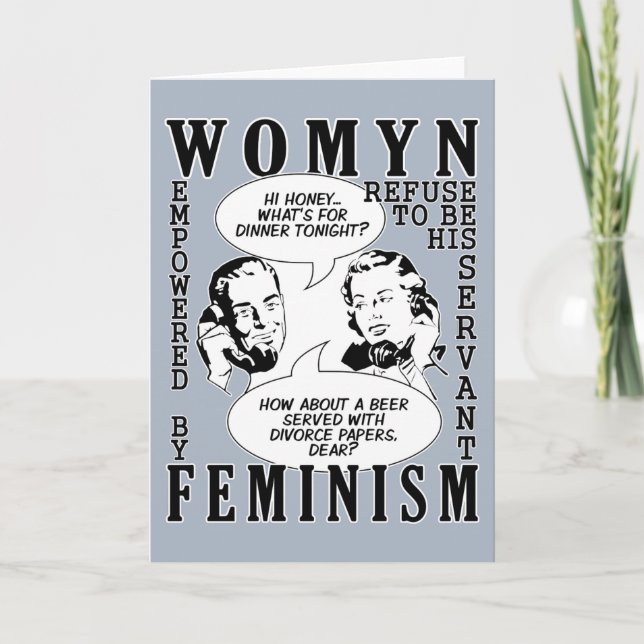 Retro feministiska humorhälsningkort kort (Framsida)