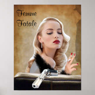 Retro Femme Fatale Diva - Rökning och vapen Poster